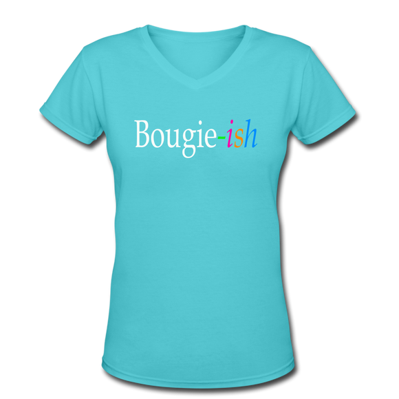 Bougie-ish V neck T-Shirt - aqua